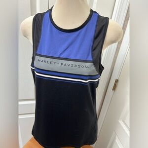 Harley-Davidson Black and Blue Sleeveless Top